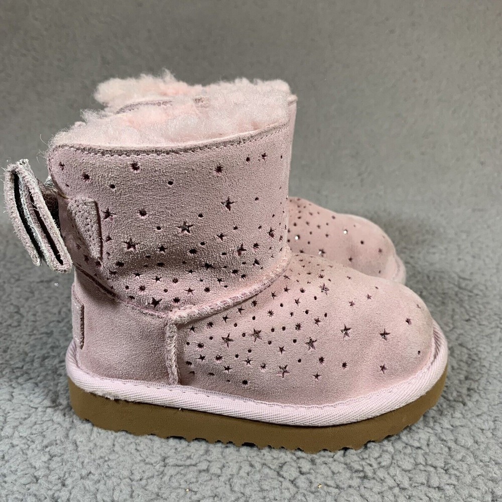 Ugg Australia Mini Bow Stargirl Girl's Toddler Boots 1095729T Sheepskin Size 7